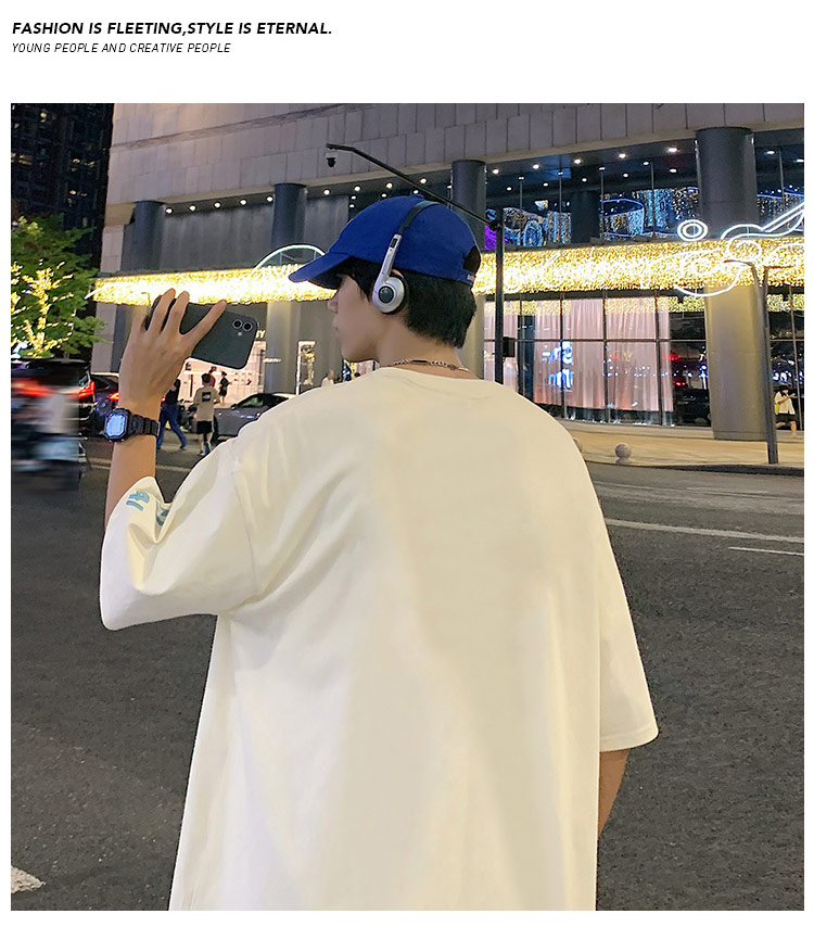 港风复古棉短袖T恤男ins潮牌夏季2024新款男装oversize宽松体恤详情18