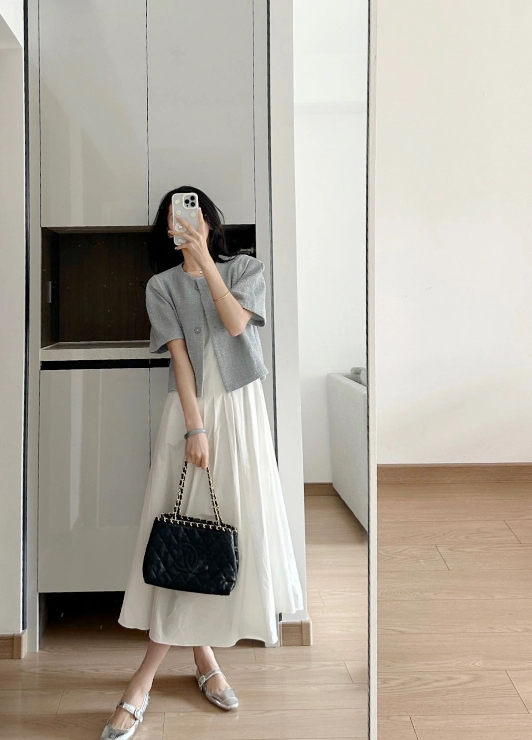 白色背心连衣裙女2024春夏新款韩版法式无袖收腰赫本风吊带长裙子详情10