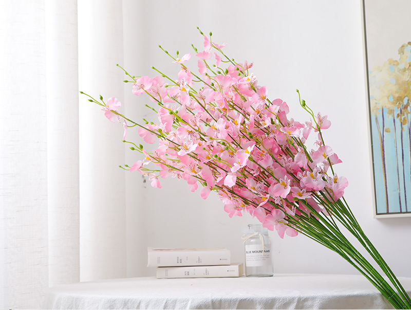 黄色5叉跳舞兰人造仿真花束假花文心兰 客厅婚庆装饰绢花蝴蝶兰详情34