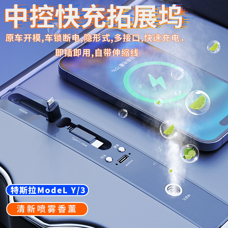 新款车载充电器一拖二100w超级快充汽车车用点烟器PD快充转换插头详情7