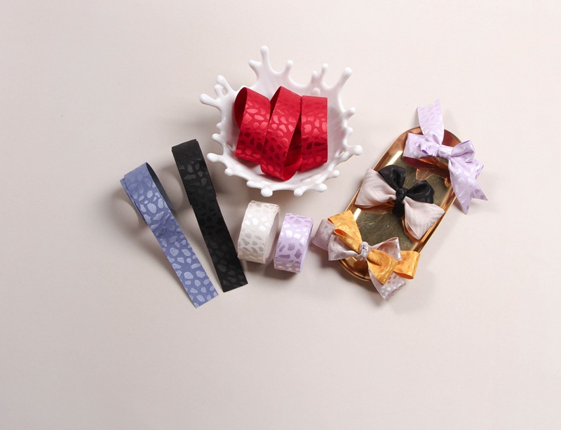 Korean version leopard print embroidered jacquard webbing diy bow hair accessory gift floral packaging pet brooch chest strap pic 3