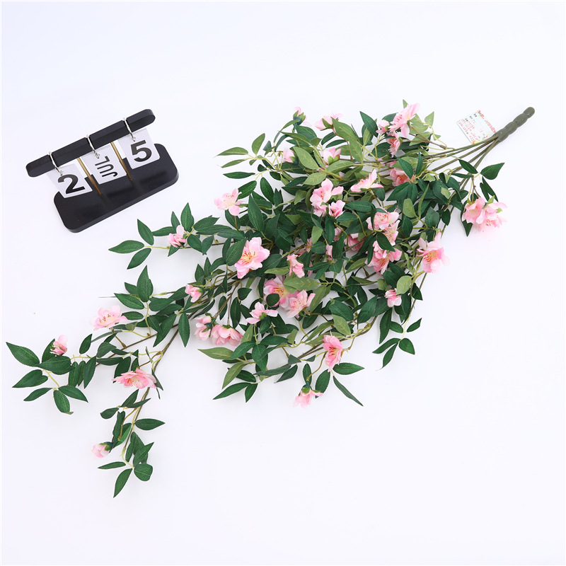 Wholesale of creative three-dimensional wall hangings with artificial flower vines, cherry blossoms, green plants, peach blossoms and vines for balcony and wall decoration pic 15