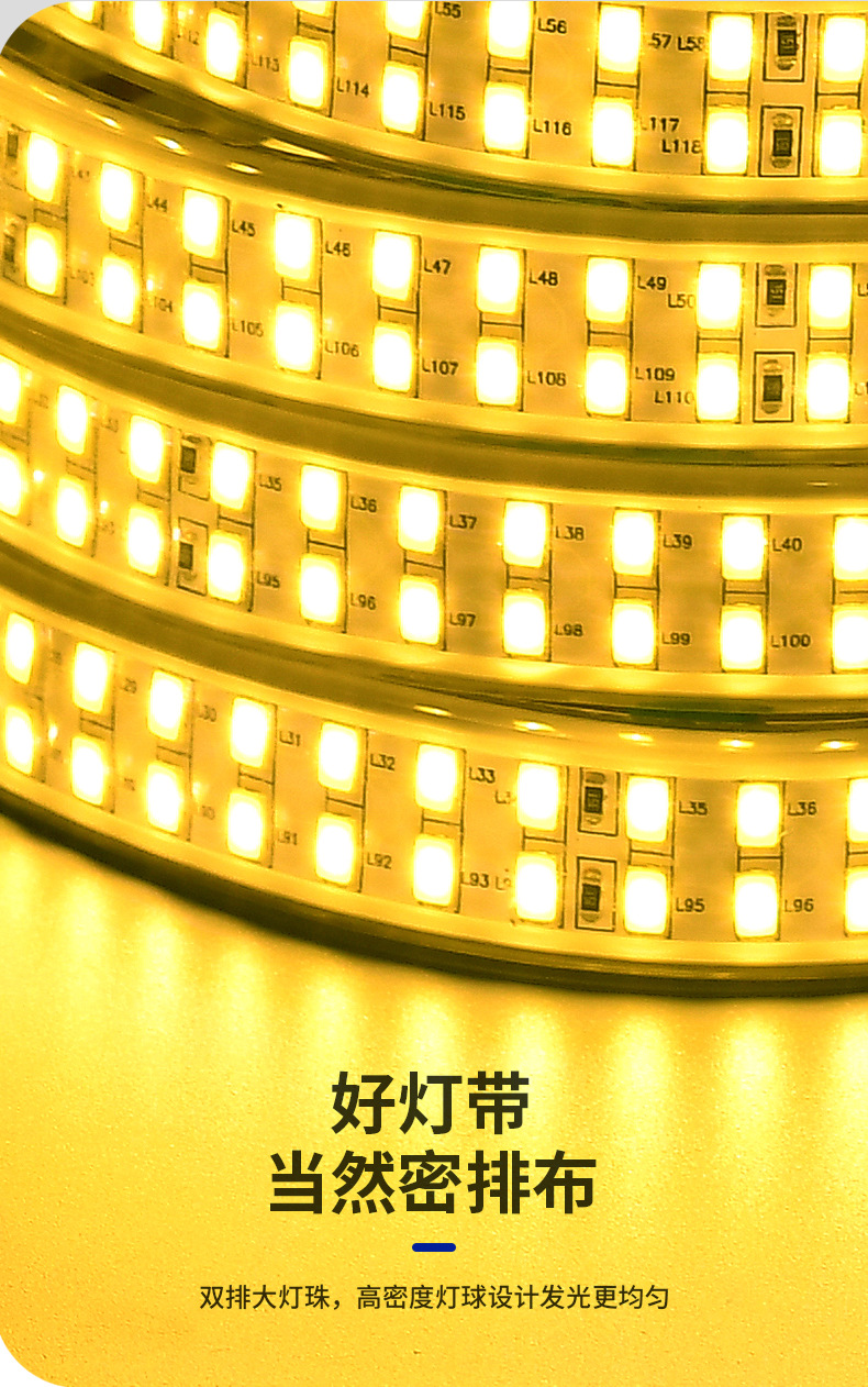 Three-color variable light strips, home color-changing, living room ceiling 220V outdoor waterproof long soft LED light strips pic 4