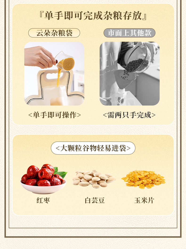云朵五谷杂粮密封袋食品级粮食面粉米分装储存防潮防虫手提收纳袋详情3