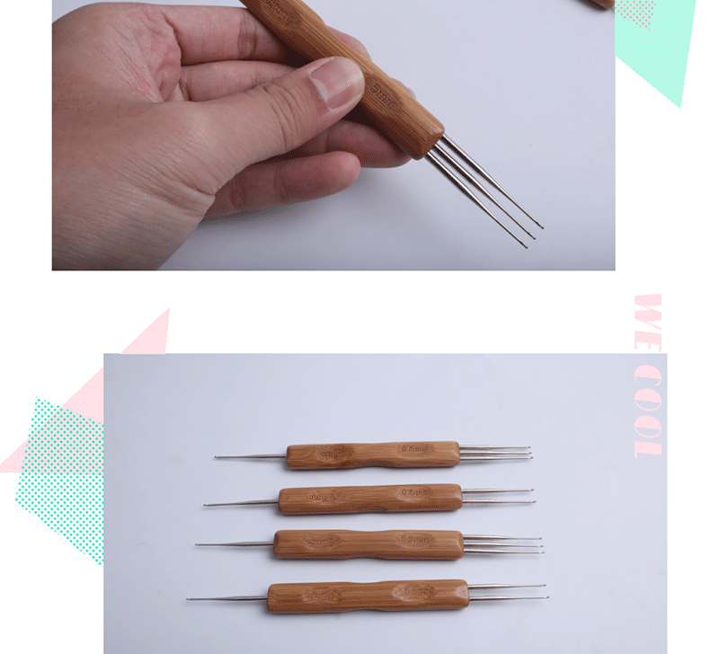 碳化竹柄钩针脏辫钩针单双三头0.5/0.75假发钩针不锈钢勾针跨境详情5