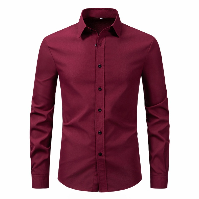 2024 comercio exterior europa y Estados Unidos nueva camisa de hombre moda transfronteriza estilo slim color sólido manga larga hombre top camisa pic 1