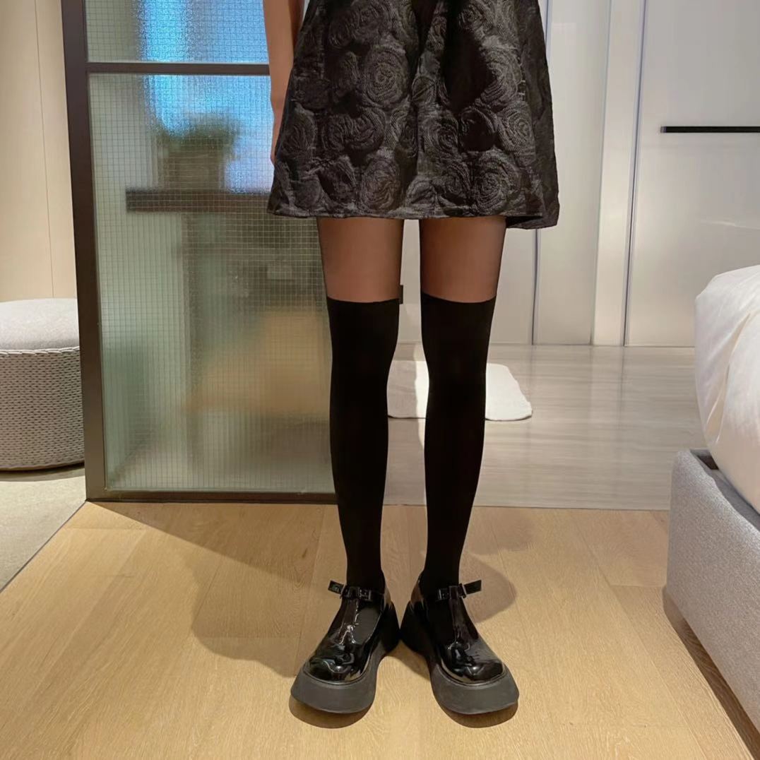 New patchwork stockings, black and white stockings, fake thigh stockings, sweet and cool fake calf stockings, sexy base stockings, pantyhose for women pic 37