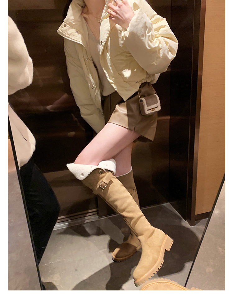 葡萄妈过膝骑士靴女厚底加绒长筒厚绒长靴百搭雪地靴女式棉鞋冬季详情35