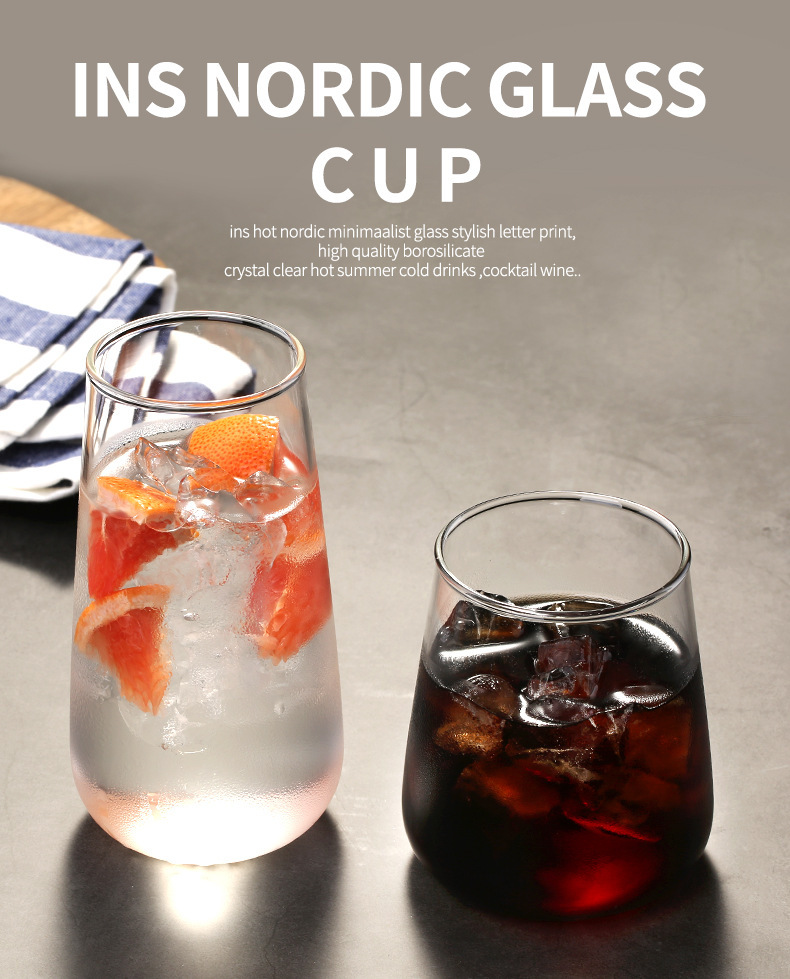 高硼硅玻璃水滴果茶杯甜品杯透明玻璃杯冷饮咖啡水杯早餐杯可高温详情5