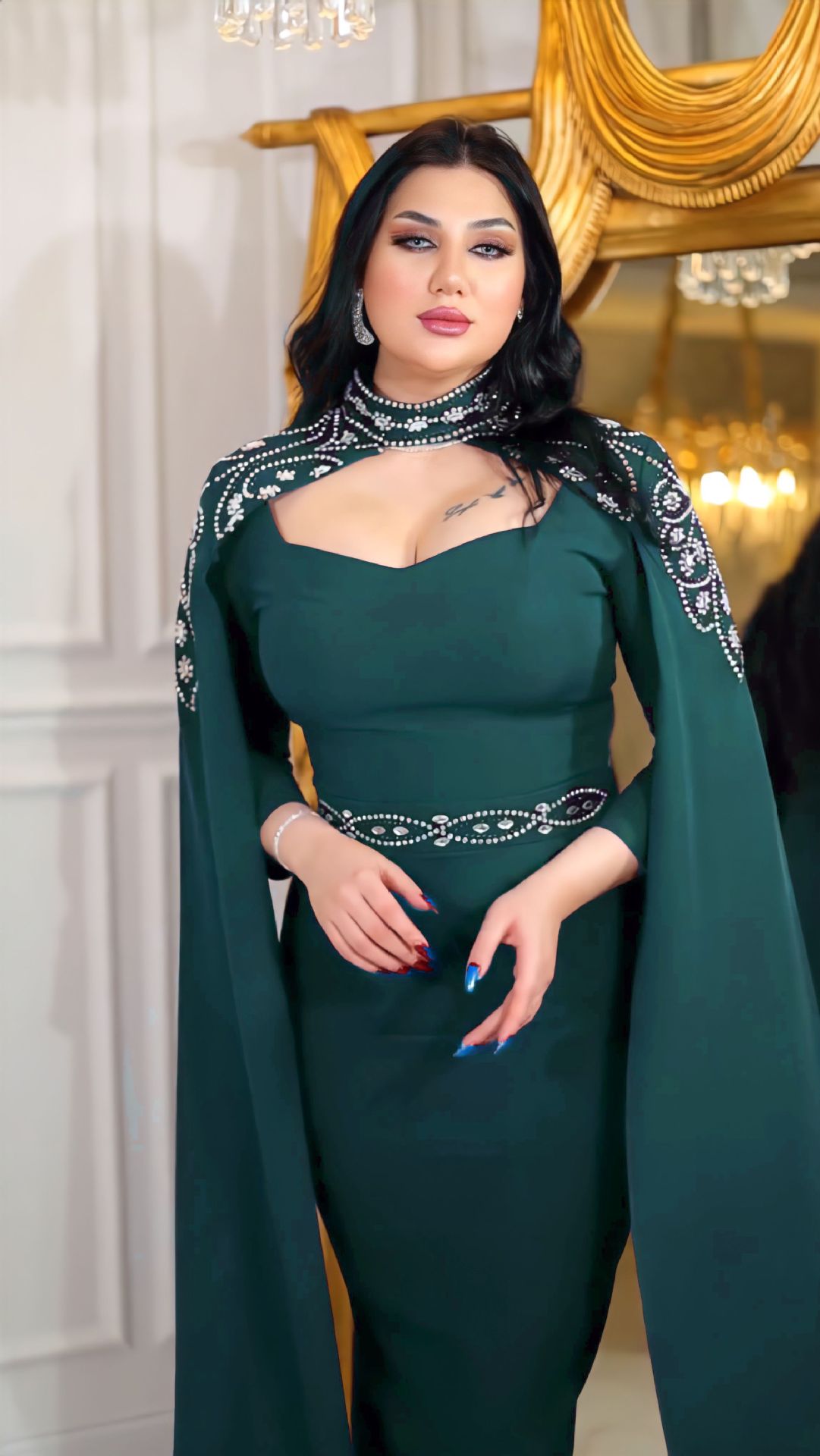 Dubai 2024 Saudi Arabian dress, cross-border Middle East Arab clothing, diamond-encrusted dress, long robe skirt pic 31