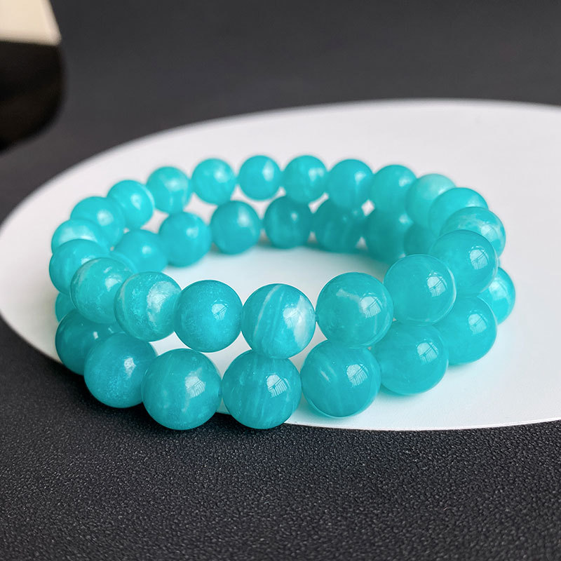 Jingyao Natural Old pit material blue-green Tianhe stone bracelet, Mozambique Amazon stone bracelet Crystal jewelry pic 9