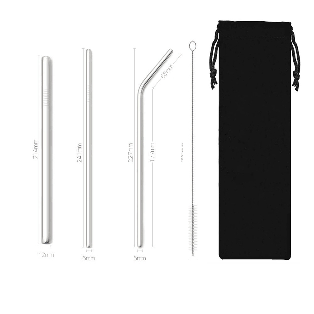SWENO thickened 304 stainless steel straws, eco-friendly and portable, black bag straw set, customizable, portable, easy to clean, reusable, thickened stainless steel straws for outdoor and household use. pic 10