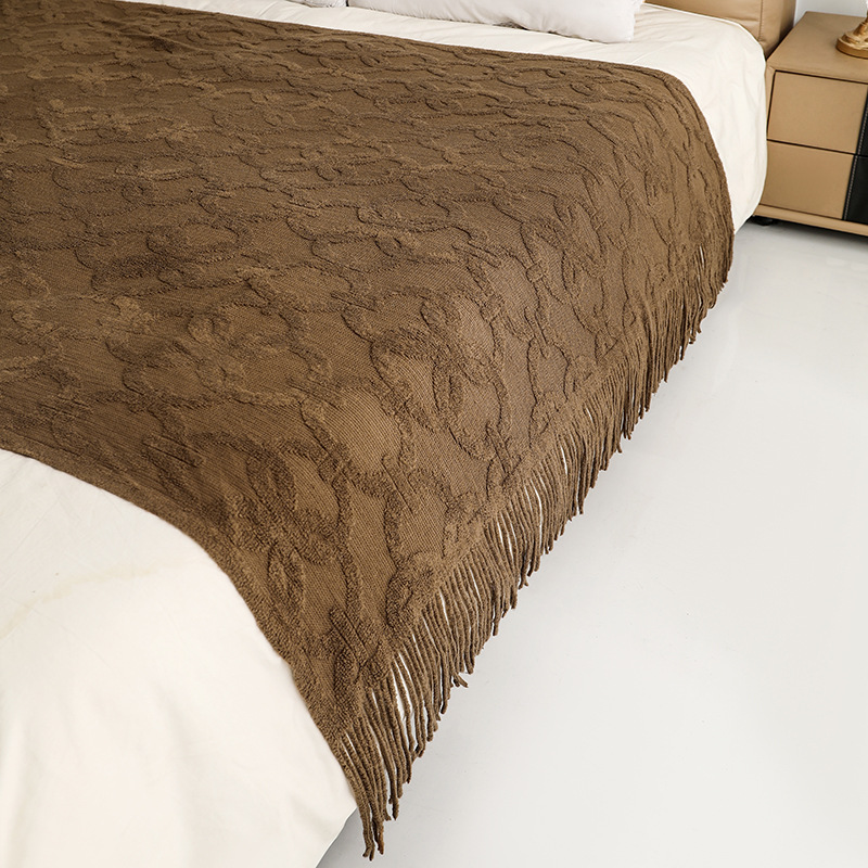 Sofa blanket, cover blanket, knitted blanket, office nap blanket, jacquard loop small blanket, American-style lap blanket, thread blanket pic 29