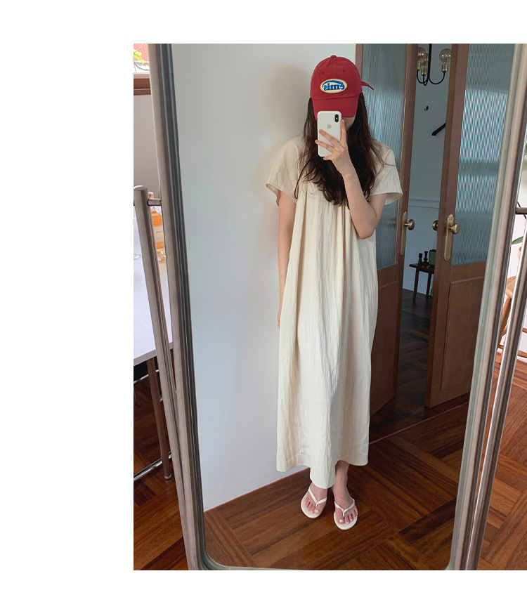 2024年夏季新款连衣裙 韩国ins风休闲家居宽松短袖度假中长款裙子详情13