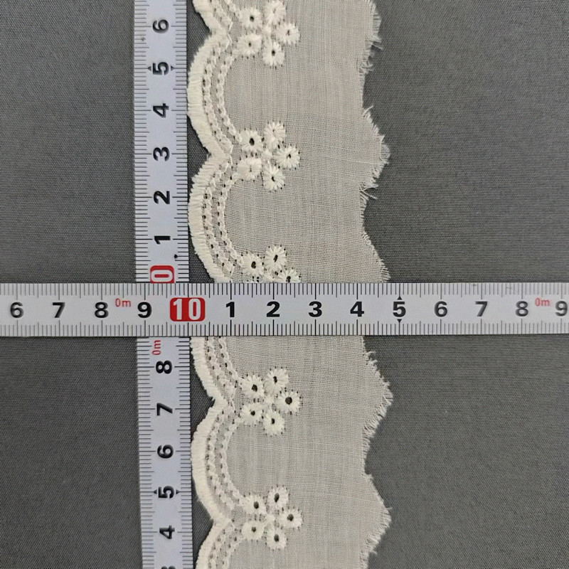 Wholesale of cotton embroidered lace, hollowed-out lace, embroidered skirt hem, clothing accessories, milk silk, perforated, barcode 2.5 pic 80