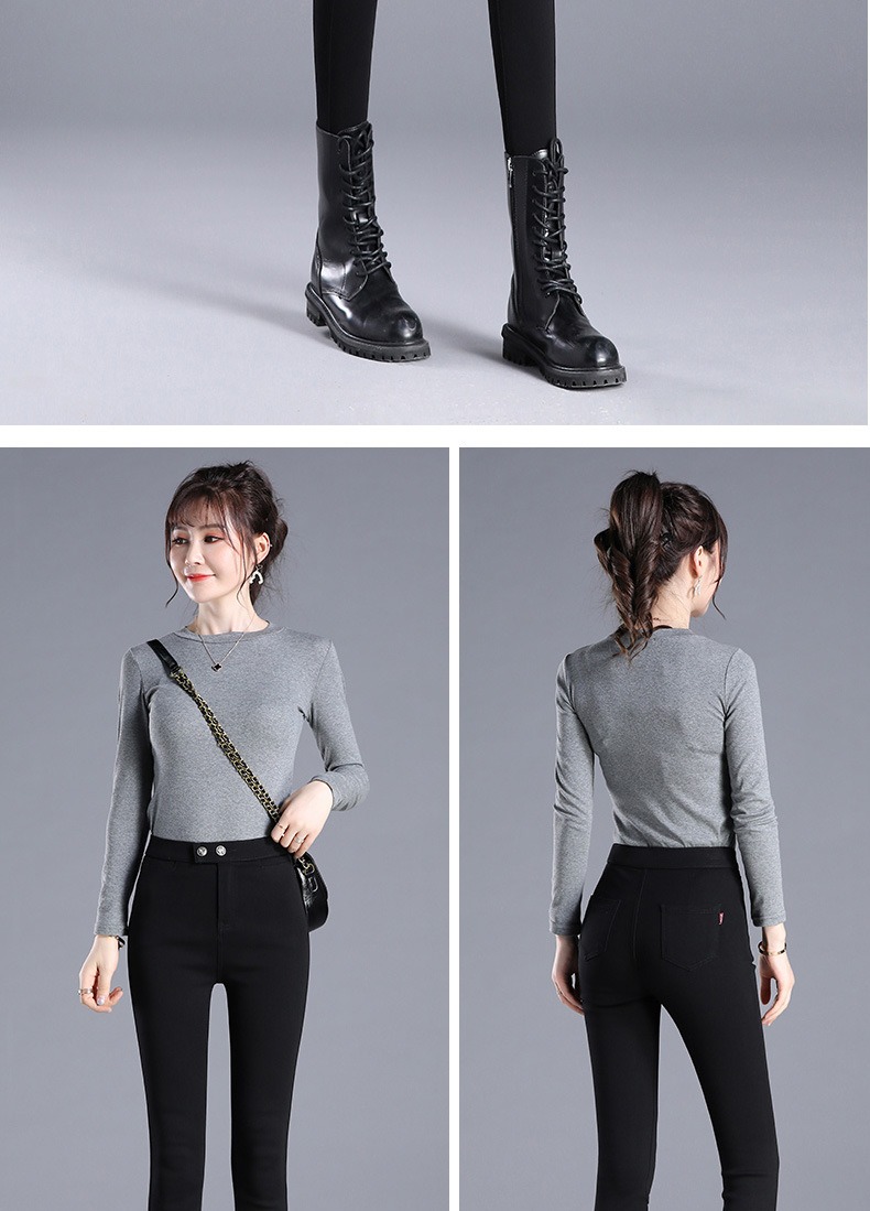 For the spring and autumn of 2024, there are thin magic pants for women. They are black, tight-fitting, and slimming. You can wear elastic pencil pants and skinny leggings on top pic 43