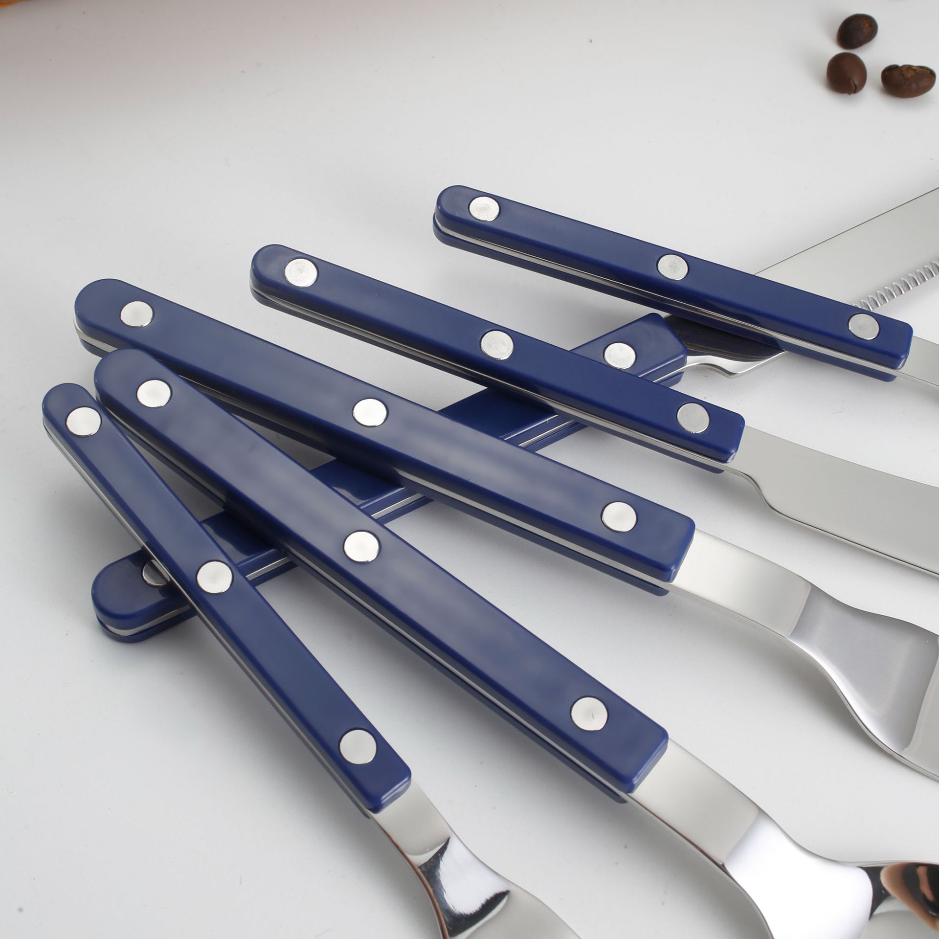 Handle nail tableware, 304 stainless steel tableware, ins Nordic-style spoons, high appearance level acrylic Western-style knives, forks and spoons pic 12