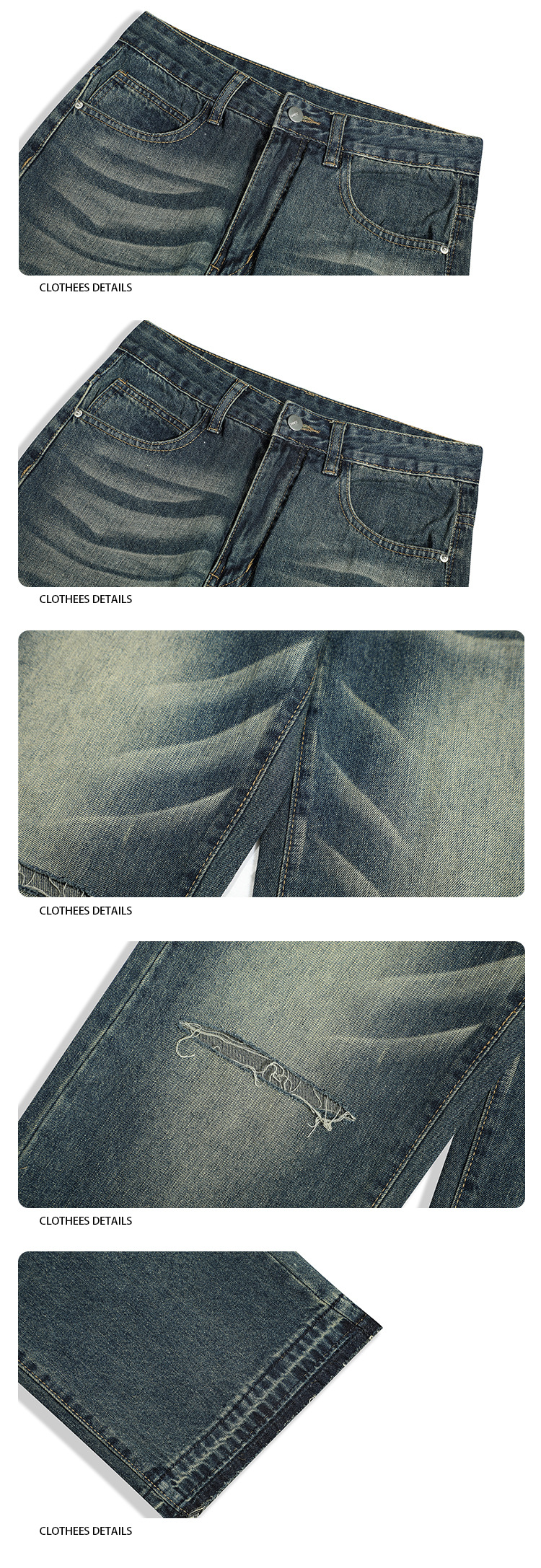 秋冬牛仔裤男美式复古水洗做旧宽松显瘦高腰直筒破洞阔腿拖地裤详情14