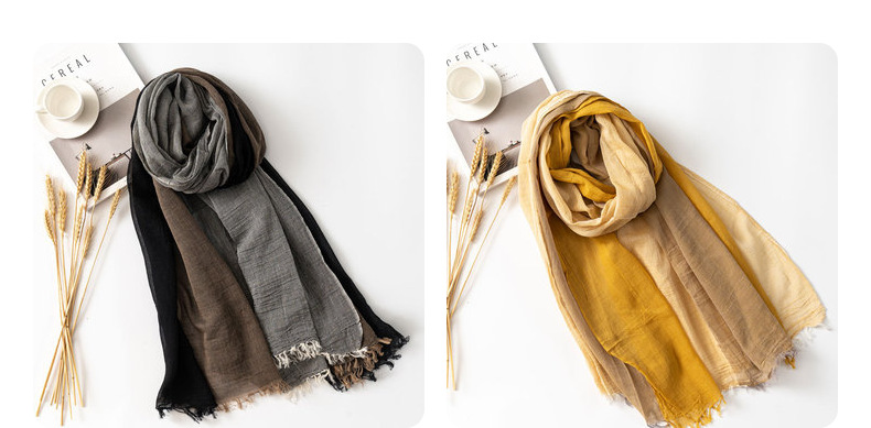 秋冬简约纯棉围巾男士棉麻高级感文艺ing风沙漠披肩跨境批发详情14