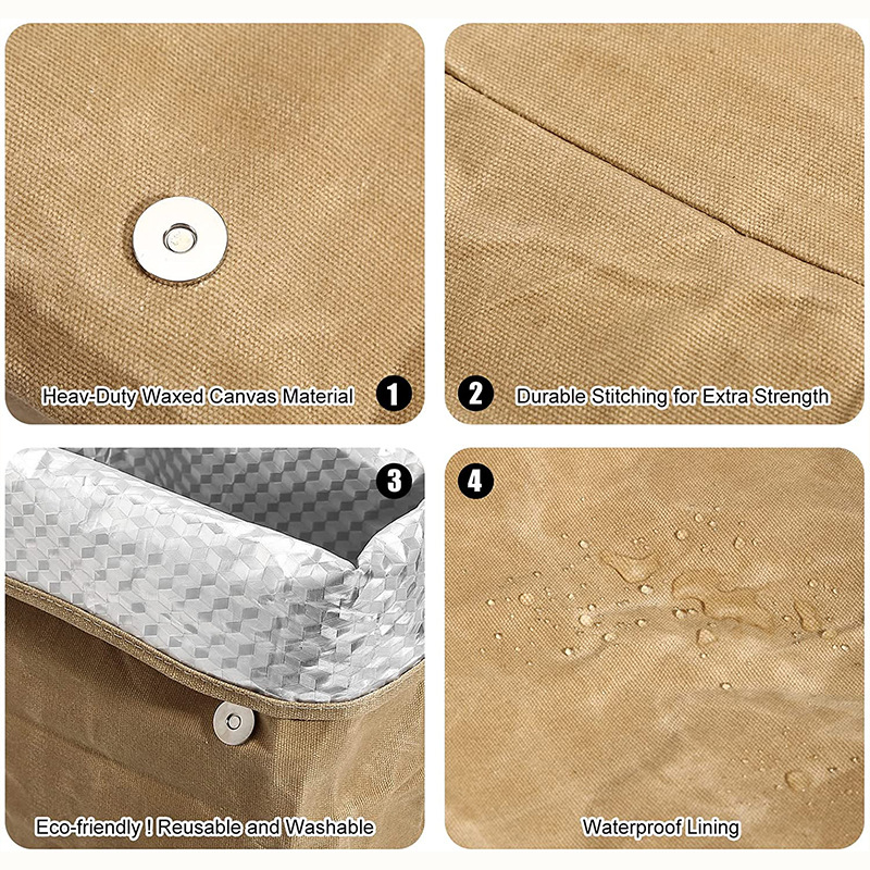 Waterproof and stain-resistant, reusable aluminum foil ice pack lunch box insulation bag, outdoor 8A oil wax canvas lunch insulation bag pic 18