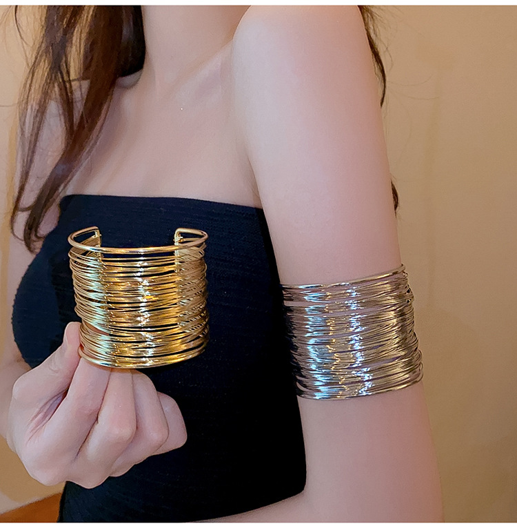 European and American cross-border multi-layer armband open bracelet, high-end, simple and niche wristband, fashionable, individual and elegant jewelry for women pic 7