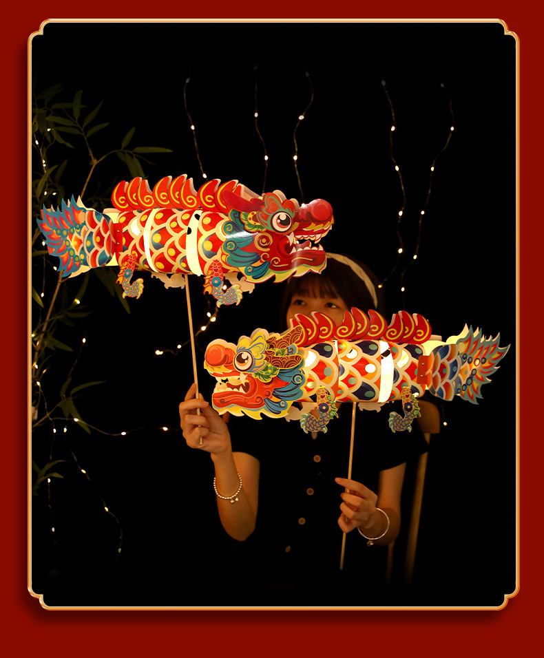 Spring Festival Chinese-style New Year dragon dance, 3D cardstock, handmade goldfish diy materials, hand-held Dragon Year toy lanterns pic 20