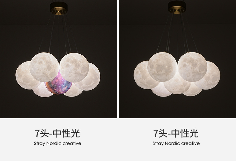 泡泡灯客厅魔豆吊灯现代餐厅卧室灯设计师创意大气星球吊灯月球灯详情18