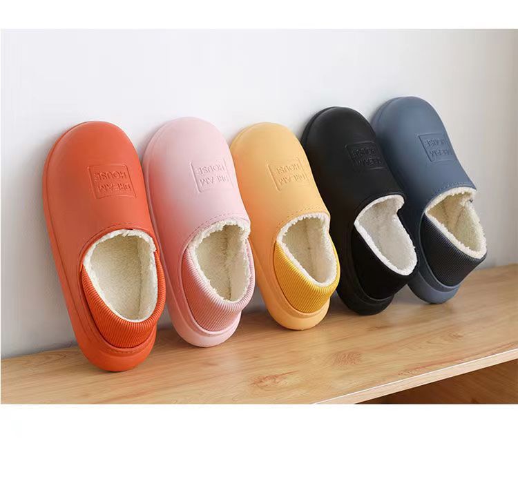 冬季防水保暖棉拖鞋女包跟皮面冬天家居家情侣室内防滑拖鞋男新款详情13