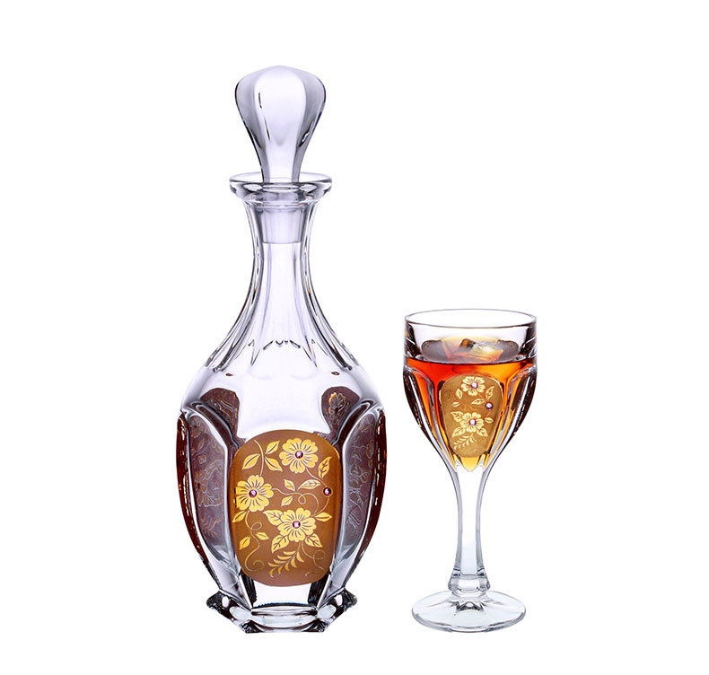 Czekh crystal champagne whisky diamond, a set of wine glasses with gold plating and diamonds pic 9
