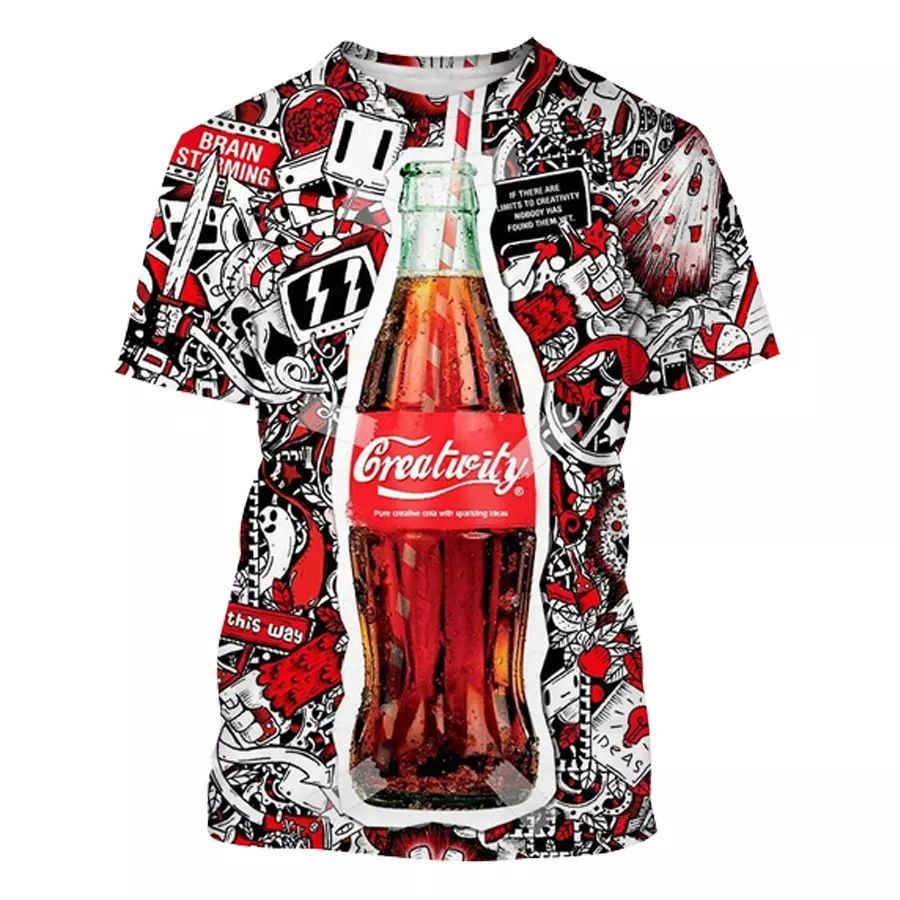 The latest summer bestseller is the Coca-Cola T-shirt with 3D digital printing, a fashionable and trendy loose short-sleeved top pic 10