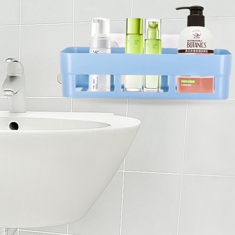 Bathroom non-perforated plastic storage rack, bathroom toiletries storage rack, multi-functional perforated empty storage rack pic 1