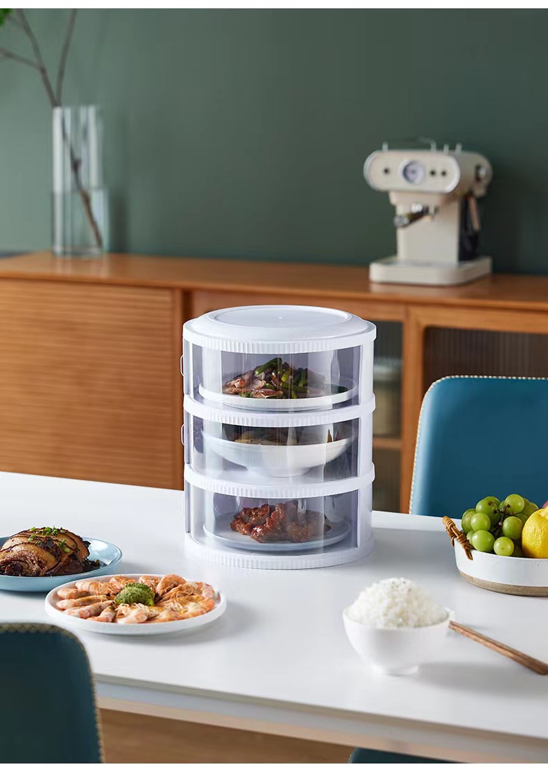 Folding vegetable cover, kitchen mosquito and fly-proof rice bowl, sliding door transparent leftover food cover, household rice bowl dust-proof food cover for heat preservation pic 12