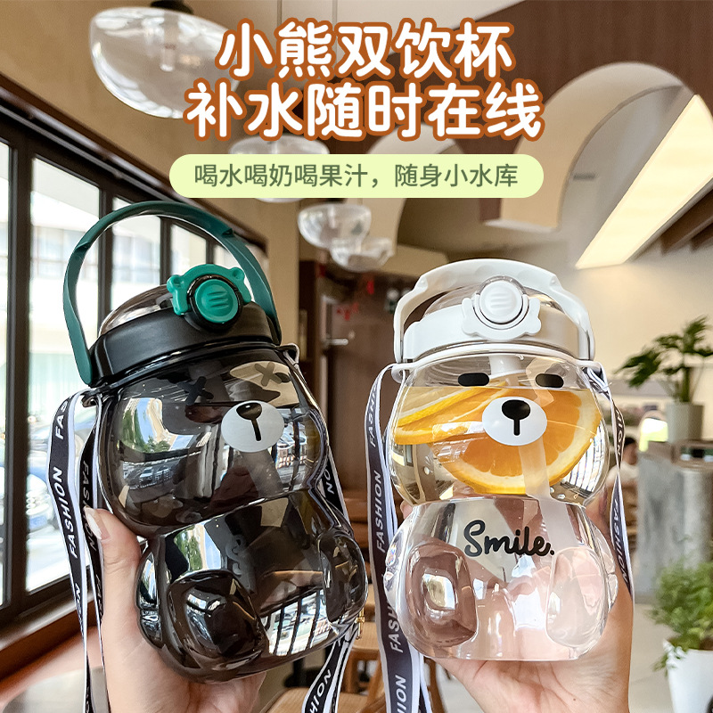 卡通塑料小熊大容量水杯女生高颜值网红大肚杯tritan儿童运动水壶详情2