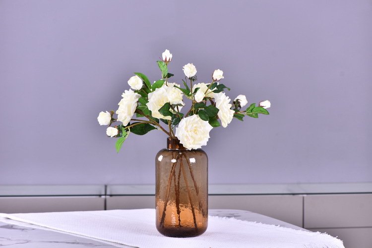 Lanjin wholesale artificial flowers 3-head roses, wedding and home silk flowers, high-end decorative artificial flowers, hand-held roses, multi-head roses pic 28