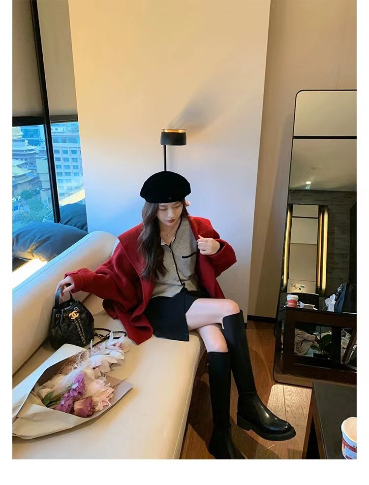 2024秋冬新款厚底小个子长筒靴弹力骑士靴女真皮高筒靴详情42