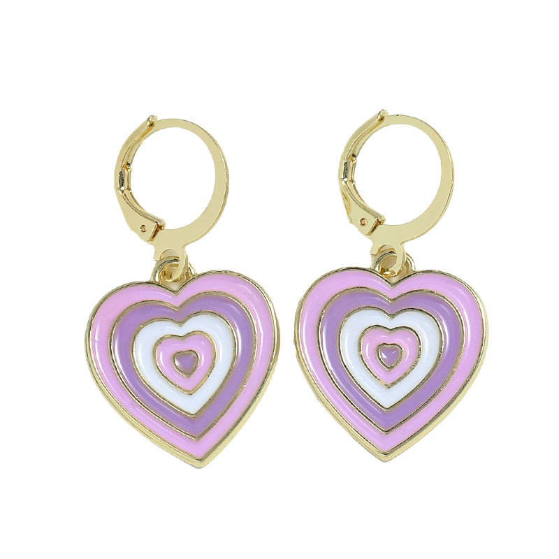 Japanese and Korean niche design sense simple oil-dripping heart-shaped earrings sweet, cute and playful graffiti color-blocking alloy earrings pic 10