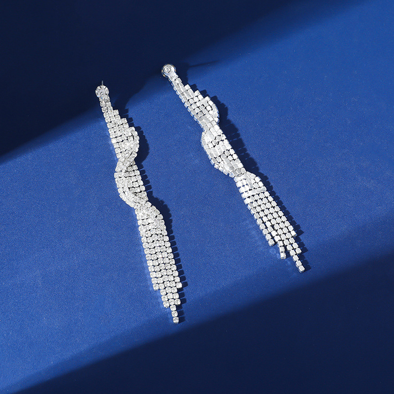 欧美夸张长耳环韩版气质满钻耳环水钻流苏夜店耳饰礼服宴会耳饰品详情20