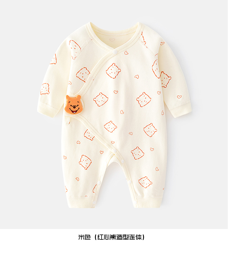 新生连体衣婴儿无骨哈衣秋冬纯棉初生和尚服爬服魔术贴宝宝衣服详情9