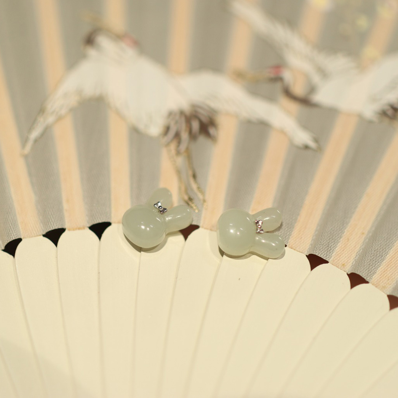 Natural Hetian jade rabbit earrings, a niche design for women, 925 silver ear rings, a high-end and elegant ear accessory for your girlfriend pic 13