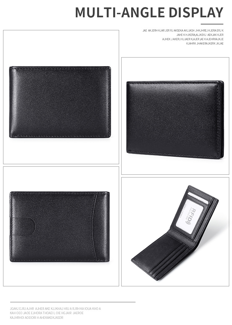 Transfronterizo nuevo estilo europeo y americano de moda para hombres billetera de cuero anti-rfid robo cepillo estilo corto clip de dinero estadounidense mano empuje posición de tarjeta clip de dinero pic 11