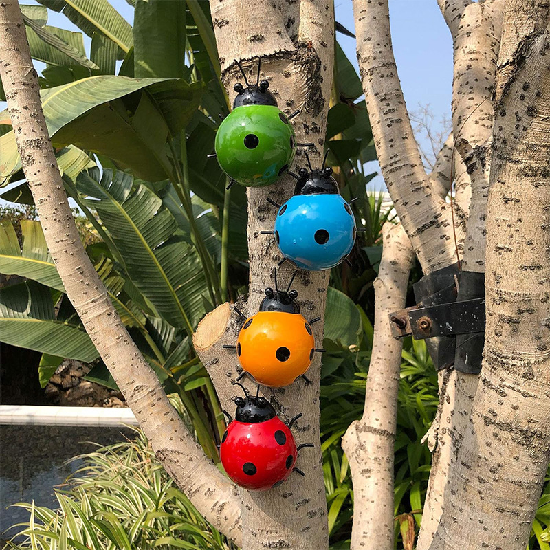 铁艺户外瓢虫花朵蜜蜂蜻蜓庭院壁饰壁挂创意家居墙饰昆虫田园装饰详情2