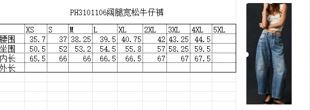 欧美热销时尚休闲阔腿宽松牛仔裤女式中低腰水洗牛仔详情1