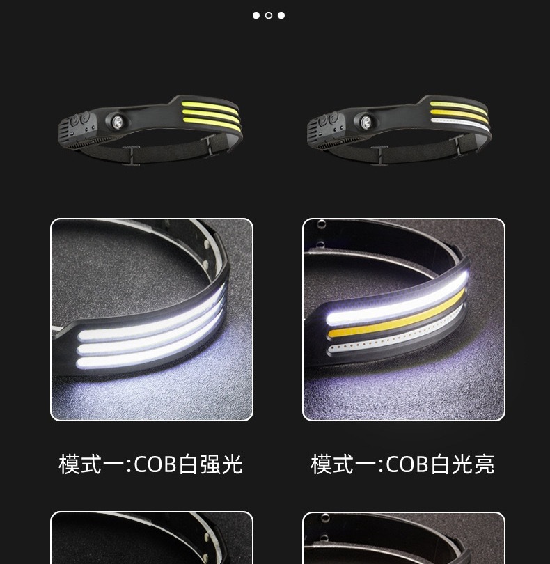 The new USB mini multi-functional headlamp, hand-waving sensor head-mounted COB powerful flashlight, is a must-have for outdoor fishing and night walks, as well as other outdoor items pic 6