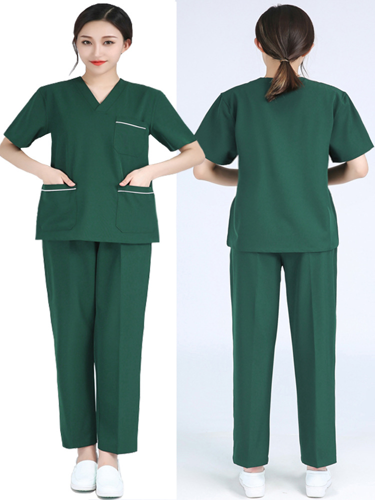 夏季弹力洗手衣夏季女短袖长袖套装护士美容院口腔薄款医生工作服详情12