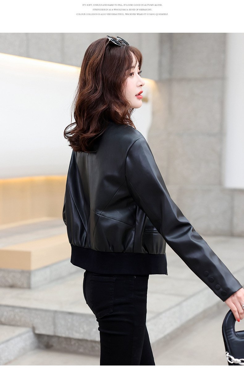 小个子港风纯色短款皮衣pu外套女2022年新款休闲夹克机车上衣潮详情28