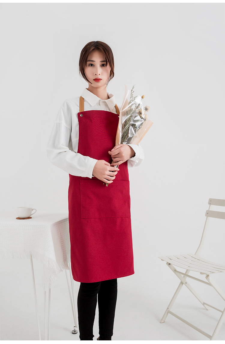 Customized thickened denim canvas aprons for foreign trade, waterproof household kitchen work, hairdressing aprons, and logo printing pic 27