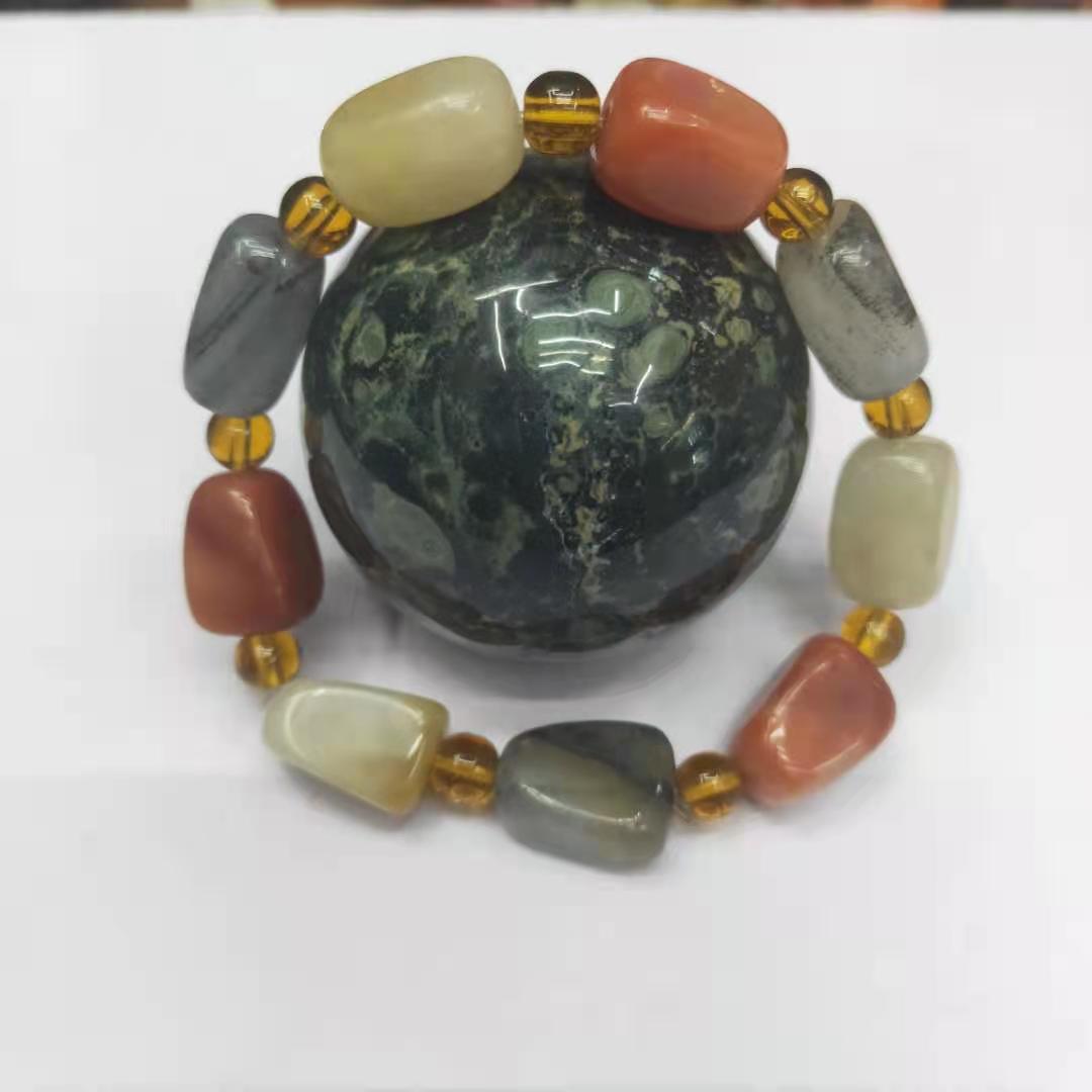 Jewelry and accessories, Xinjiang golden thread jade square irregular combination bracelet, Buddhist prayer beads, jade bracelet diy factory wholesale pic 13