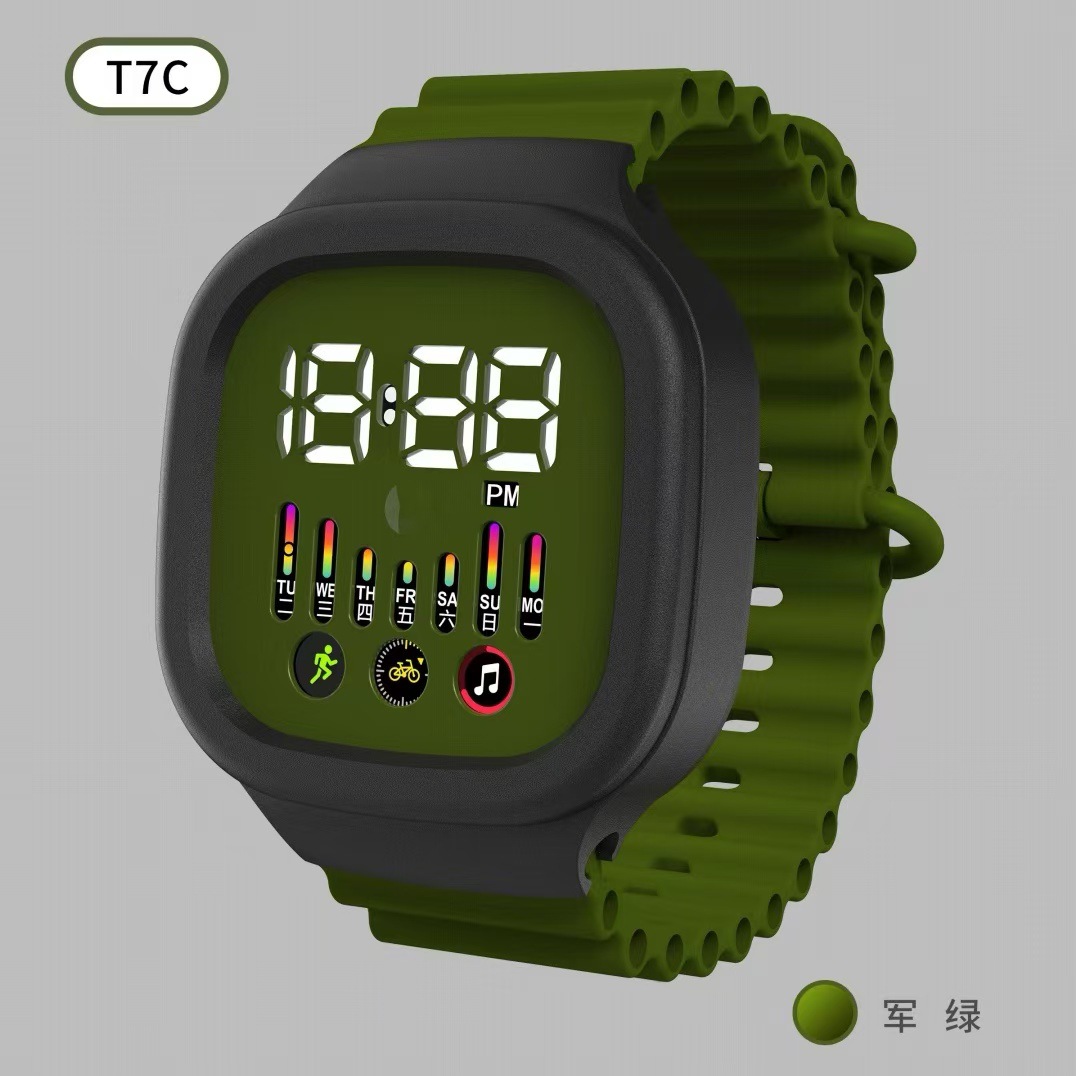 新款LED手表T7C男女星期简约时尚初中情侣小学生运动 LED电子手表详情26