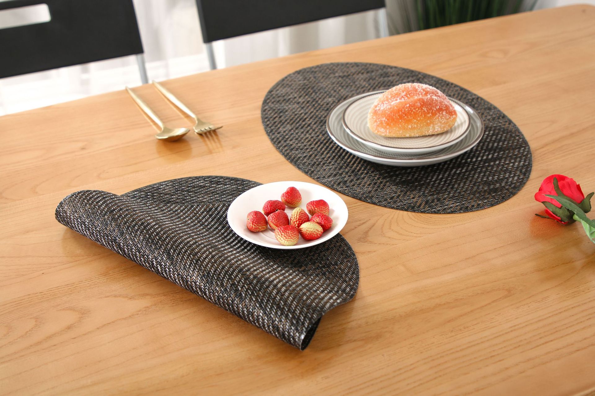 Coffee table MATS, table MATS, Japanese-style PVC simple oval table MATS, striped tablecloths, tablecloths, bowl MATS, heat insulation MATS, table MATS pic 9