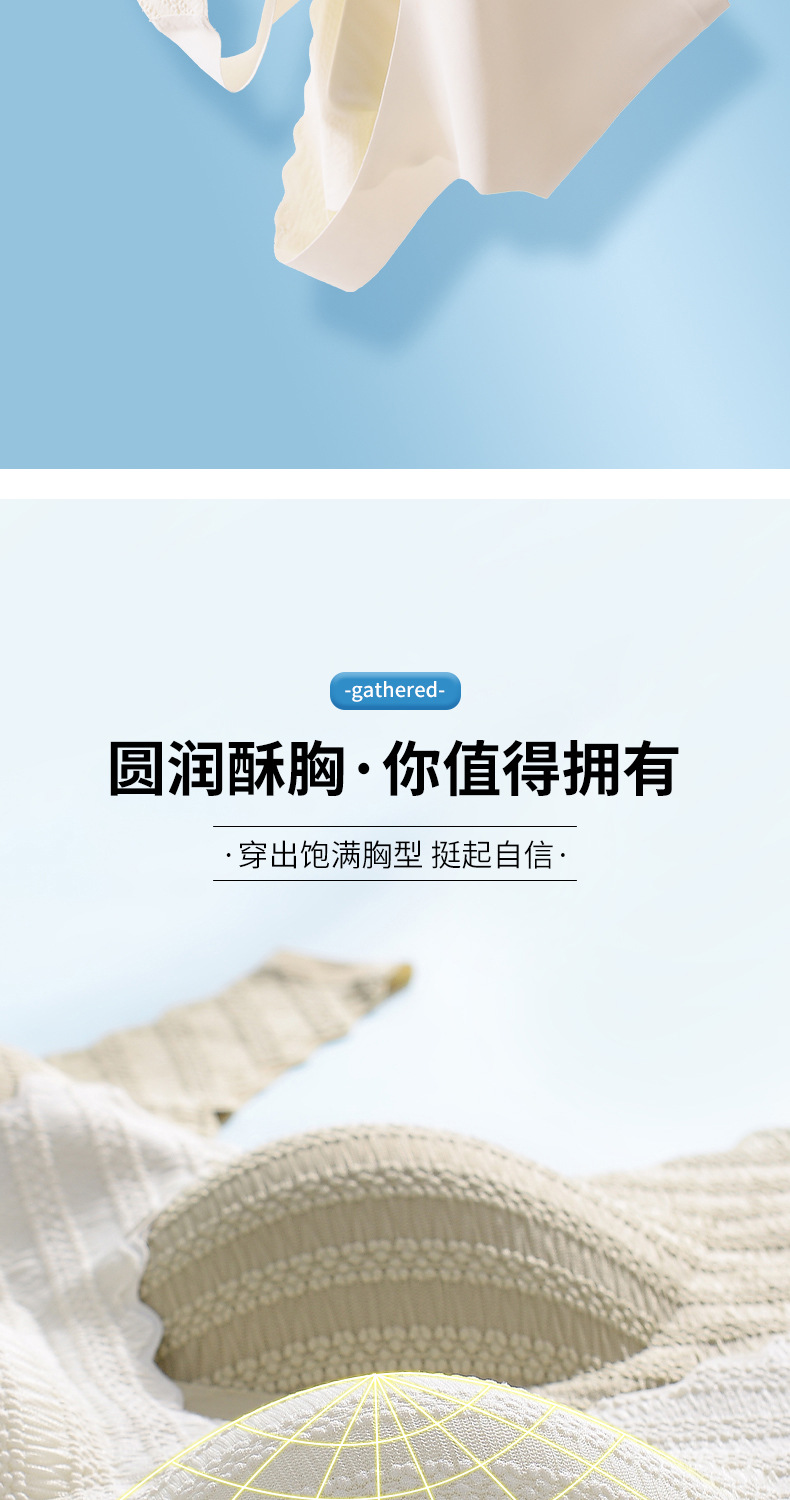 直播泡泡蕾丝无痕内衣女大码乳胶固定杯聚拢无钢圈美背心运动文胸详情12